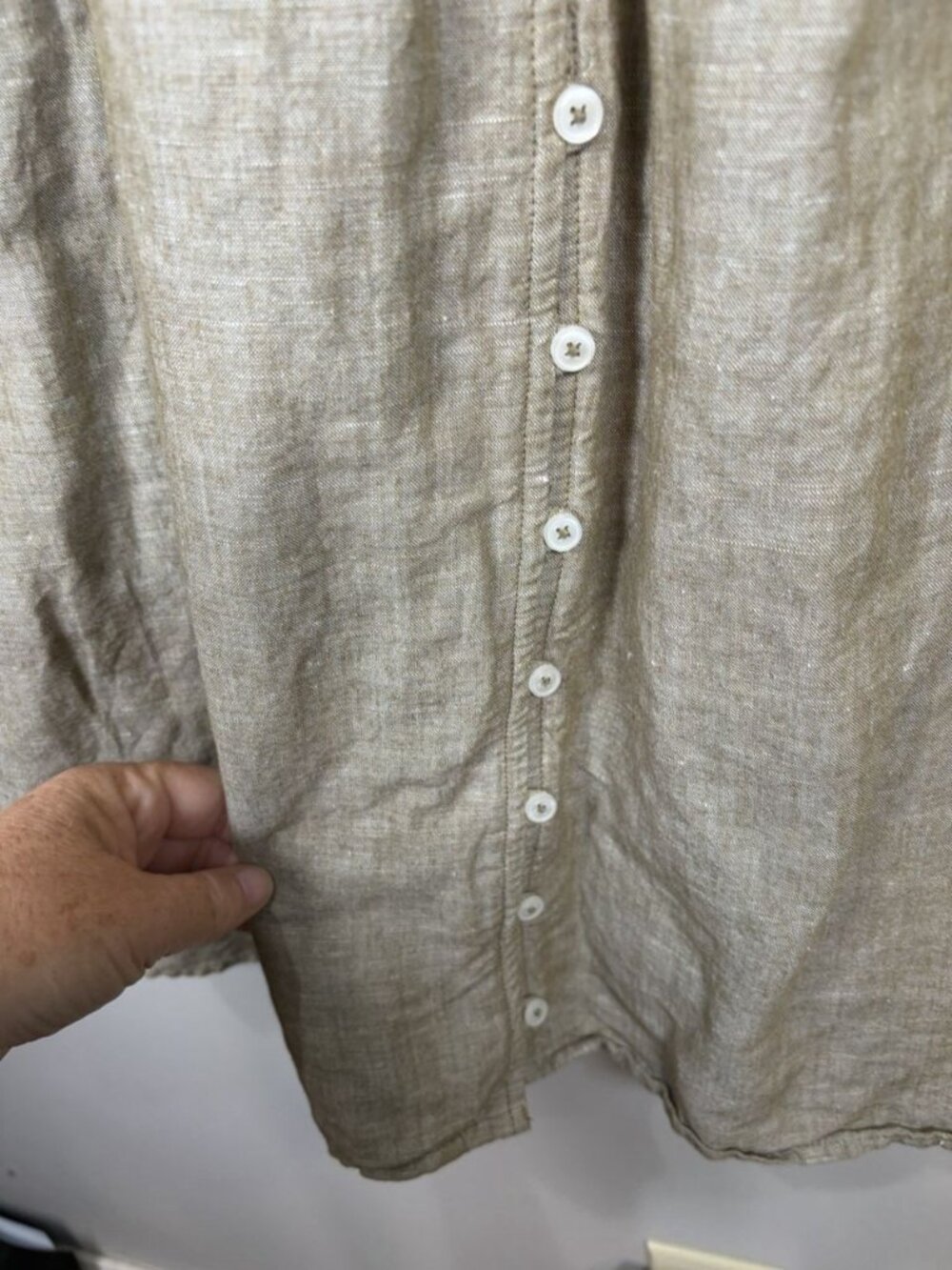 Madewell Linen Blend Alexandra Button-Front Mini Dress Size Large Olive Branch - Picture 6 of 10
